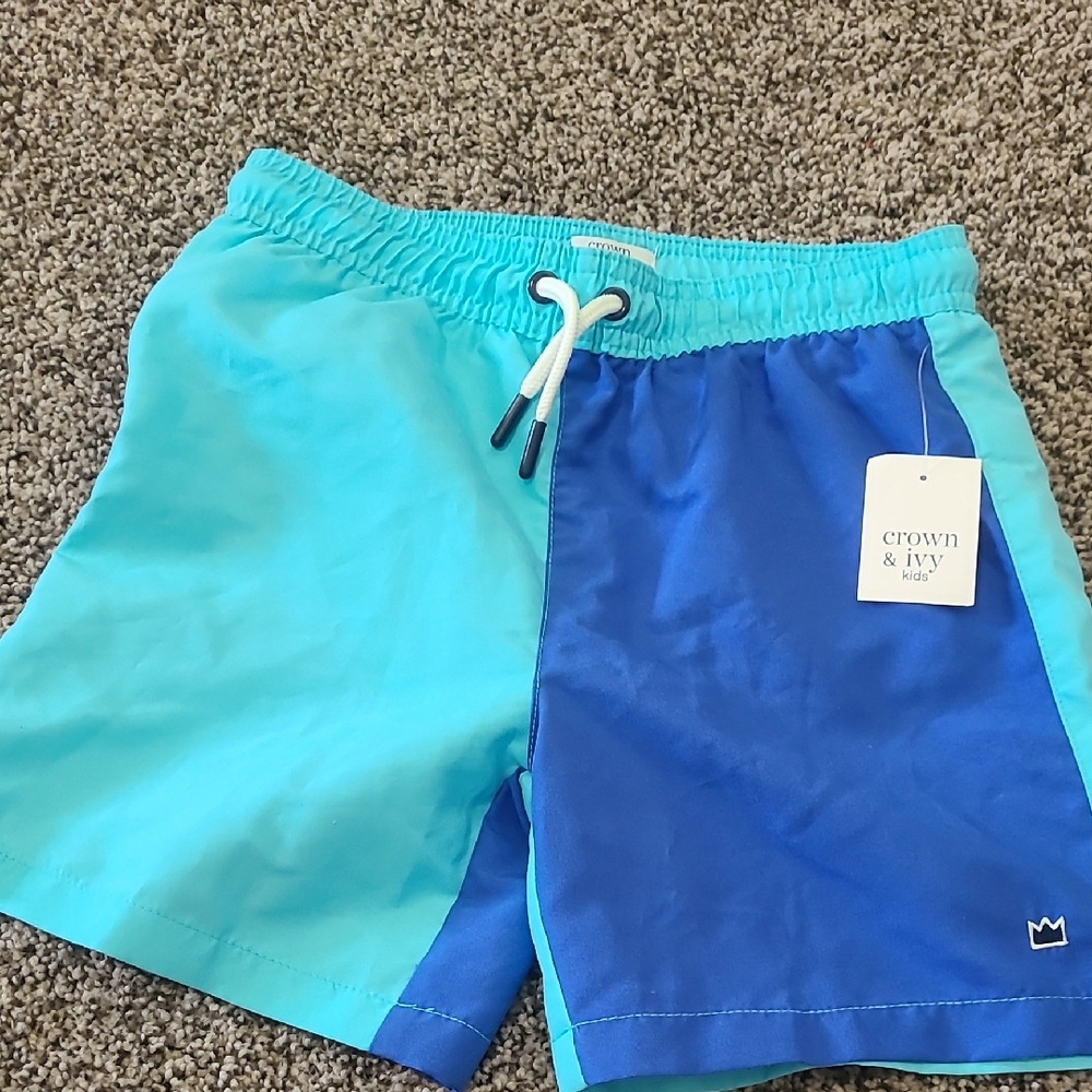 Crown & Ivy Aqua and Navy Swim Trunks For Boys